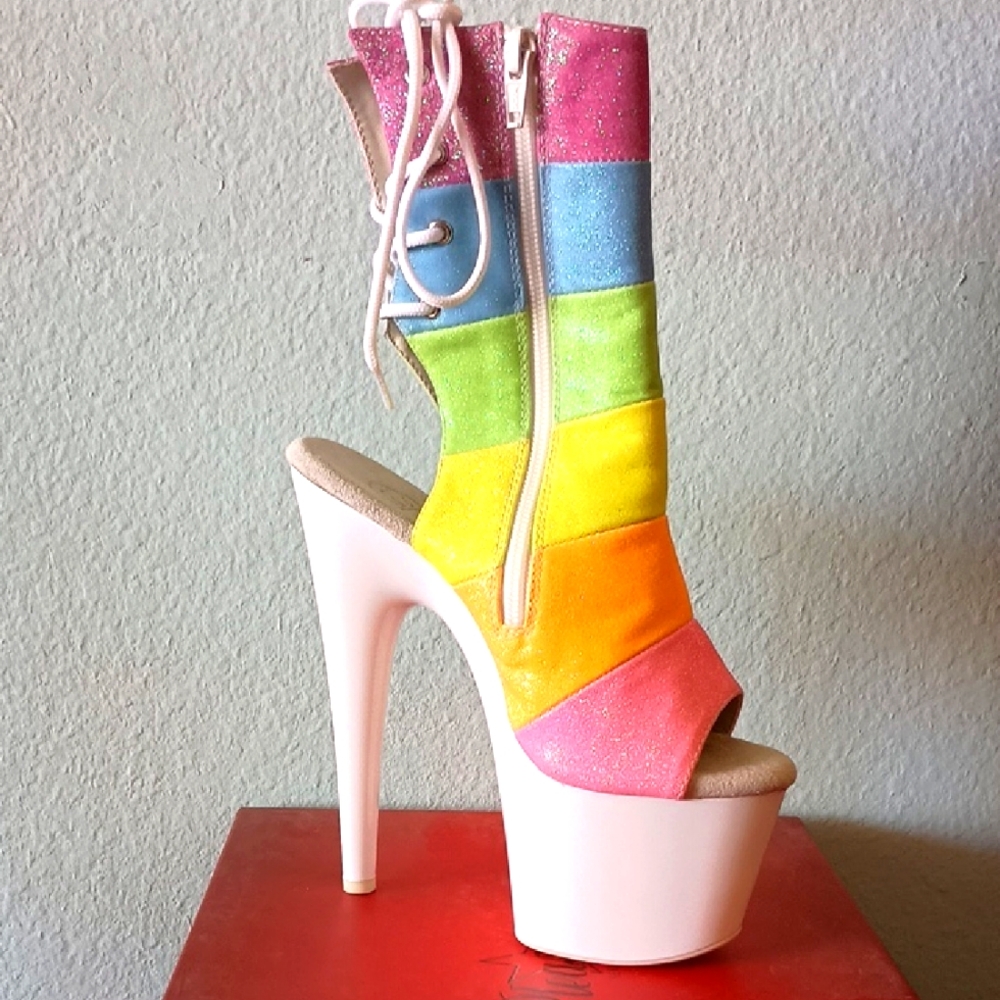 Pleaser Adore Rainbow Boots